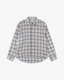Front flat view of an Uskees plaid shirt for men presented on a white background