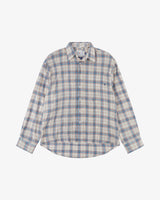 Front flat view of an Uskees plaid shirt for men presented on a white background