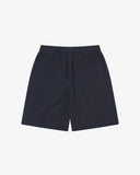 Back view of Uskees dark blue shorts on a white background