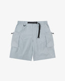 Front flat view of Uskees pale blue trekking shorts for men on a white background