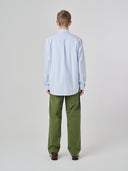 6013 Long-sleeve Oxford shirt - baby blue pinstripe