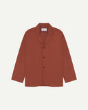 Front flat shot of Uskees Chestnut Brown cotton drill jacket on a white background