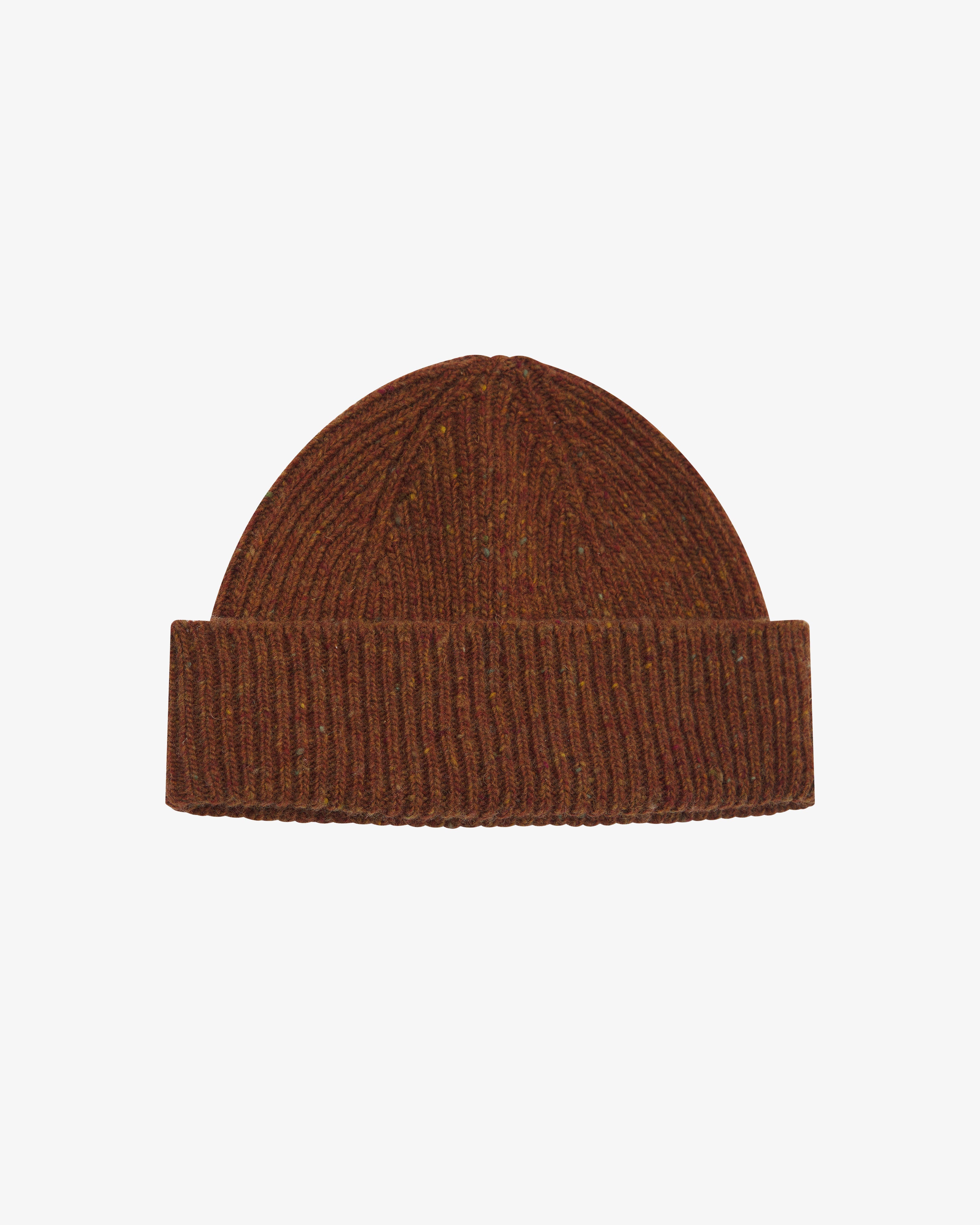 Uskees chestnut brown beanie on a light gray background