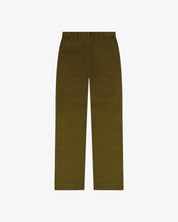 Back view of uskees Woodland Green corduroy pants on a white background