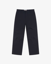 Front view of Uskees dark blue pants on a white background