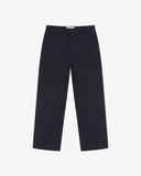 Front view of Uskees dark blue pants on a white background
