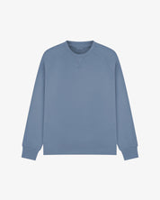 Flat shot of pale blue Uskees sweatshirt for men.
