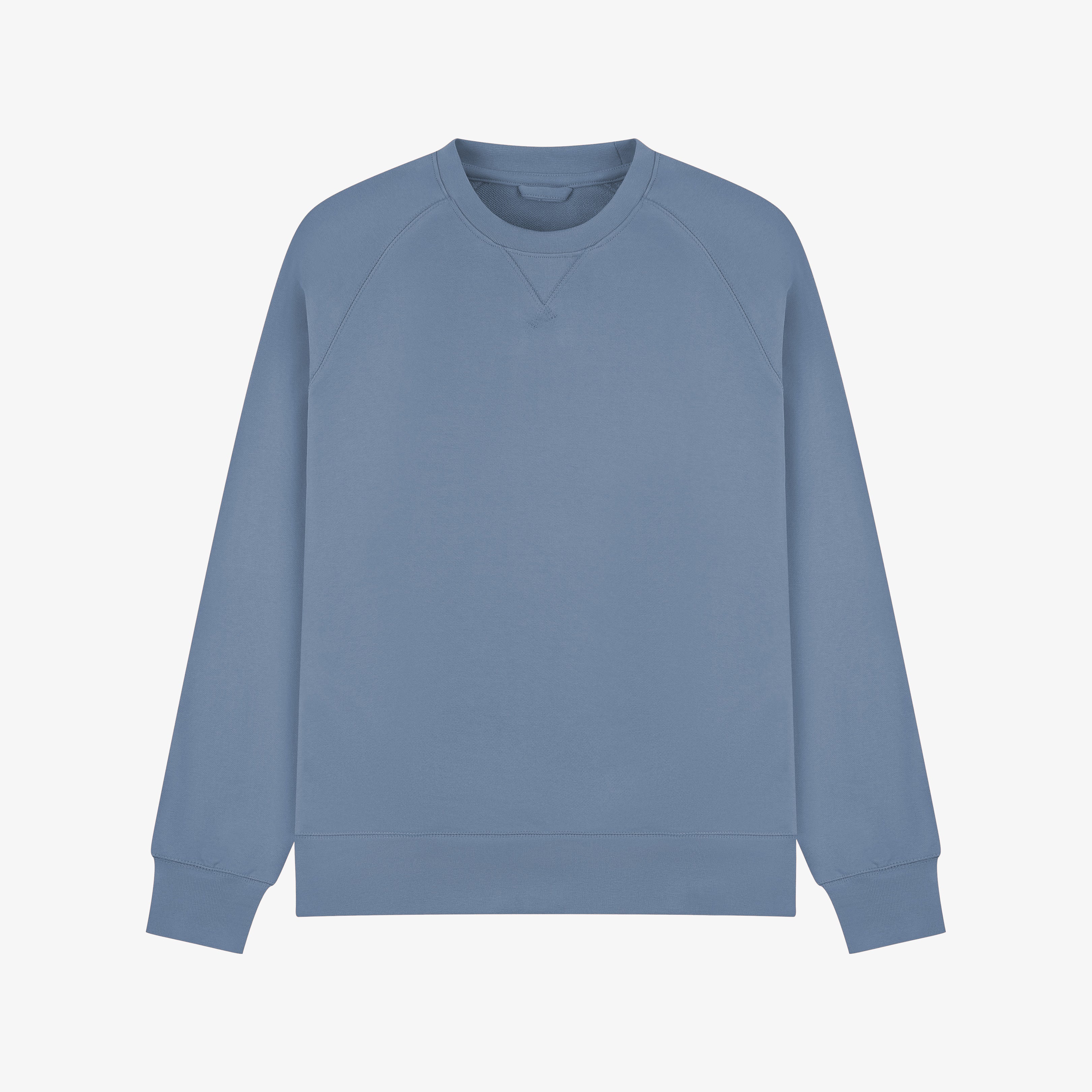 Flat shot of pale blue Uskees sweatshirt for men.