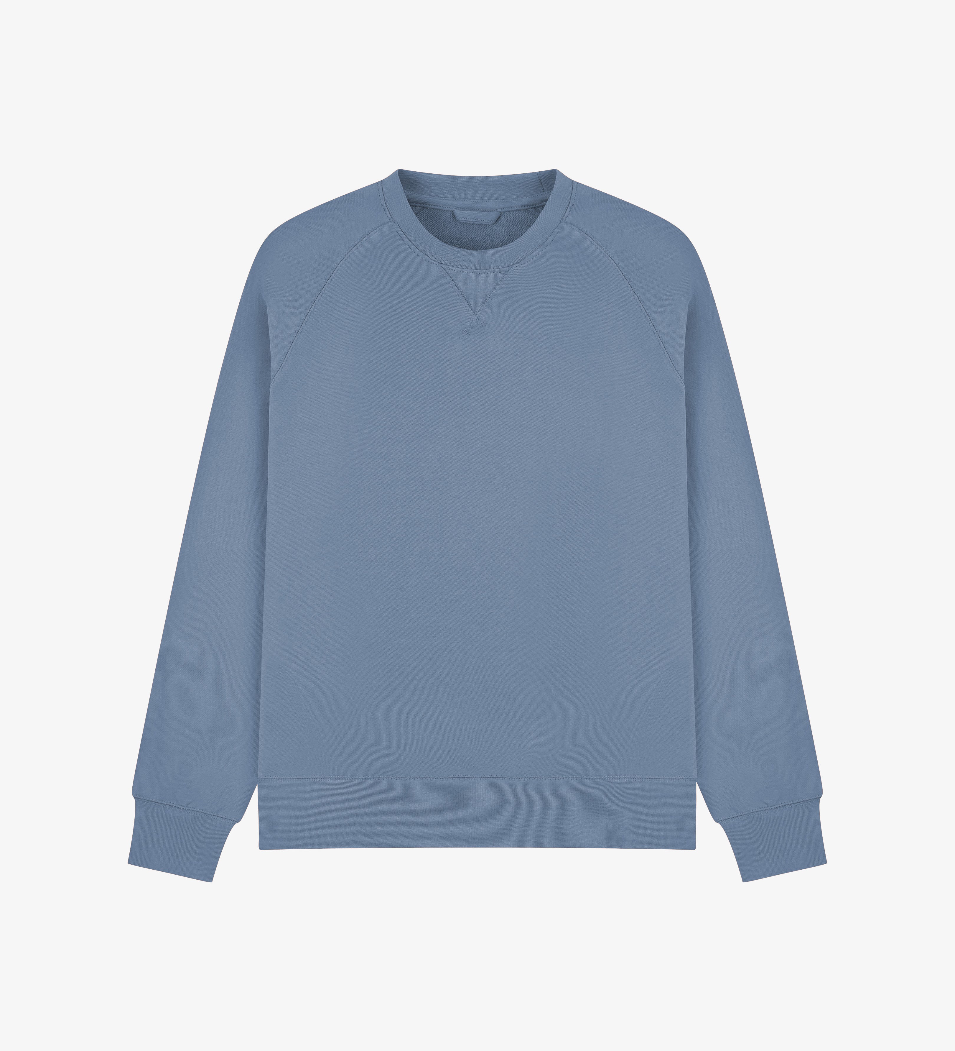 Flat shot of pale blue Uskees sweatshirt for men.
