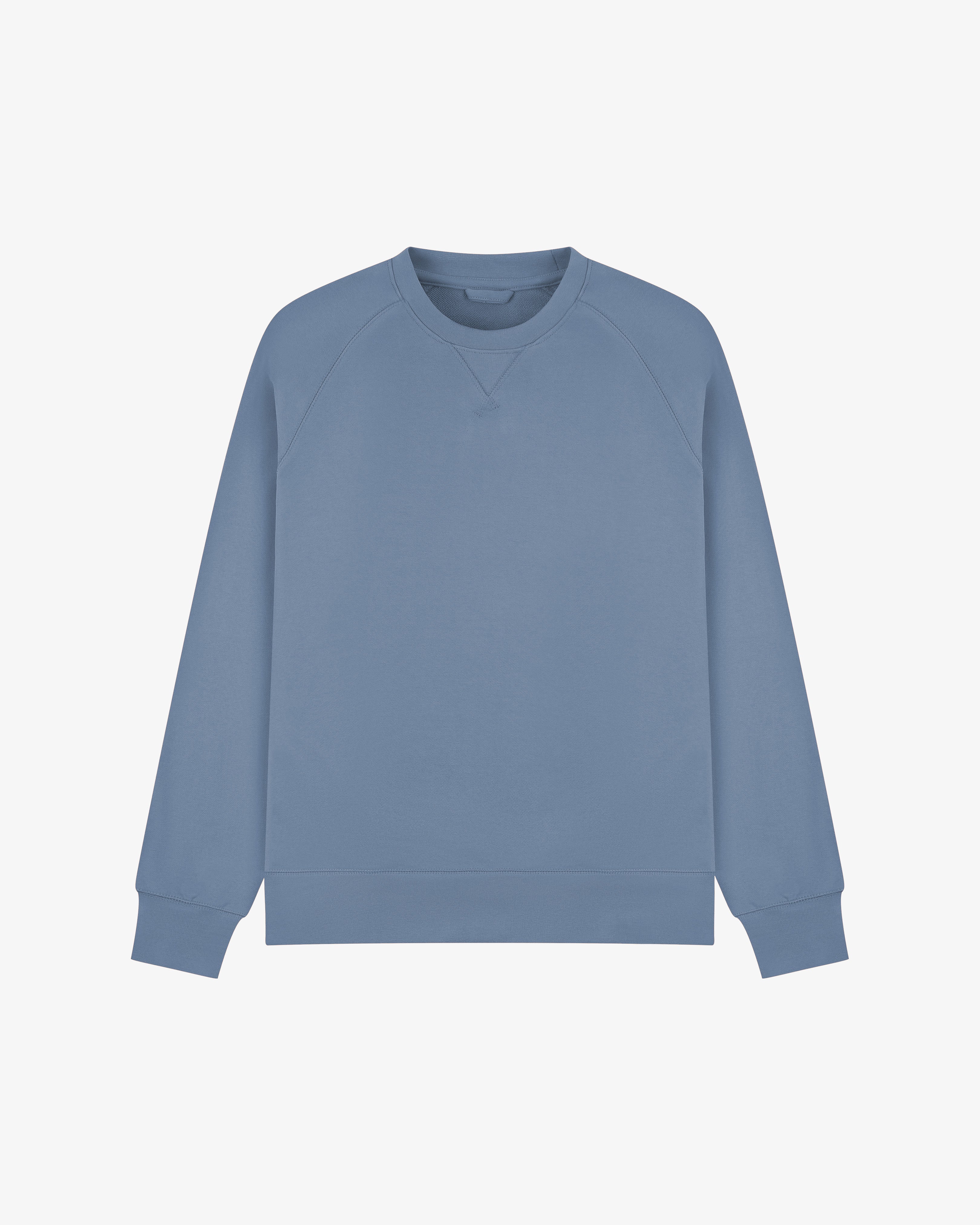Flat shot of pale blue Uskees sweatshirt for men.