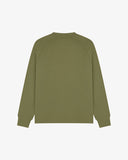 Back view of Uskees Herb Green sweatshirt on a white background