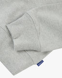 Front flat close up shot of Uskees grey marl Champ Sweatshirt for men showing hem and cuff detail. Presented on a white background.