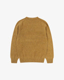 Back view of Uskees crew neck butterscotch yellow sweater for men presented on a white background