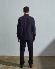 Back view of Uskees #3003 buttoned workshirt in Midnight Blue
