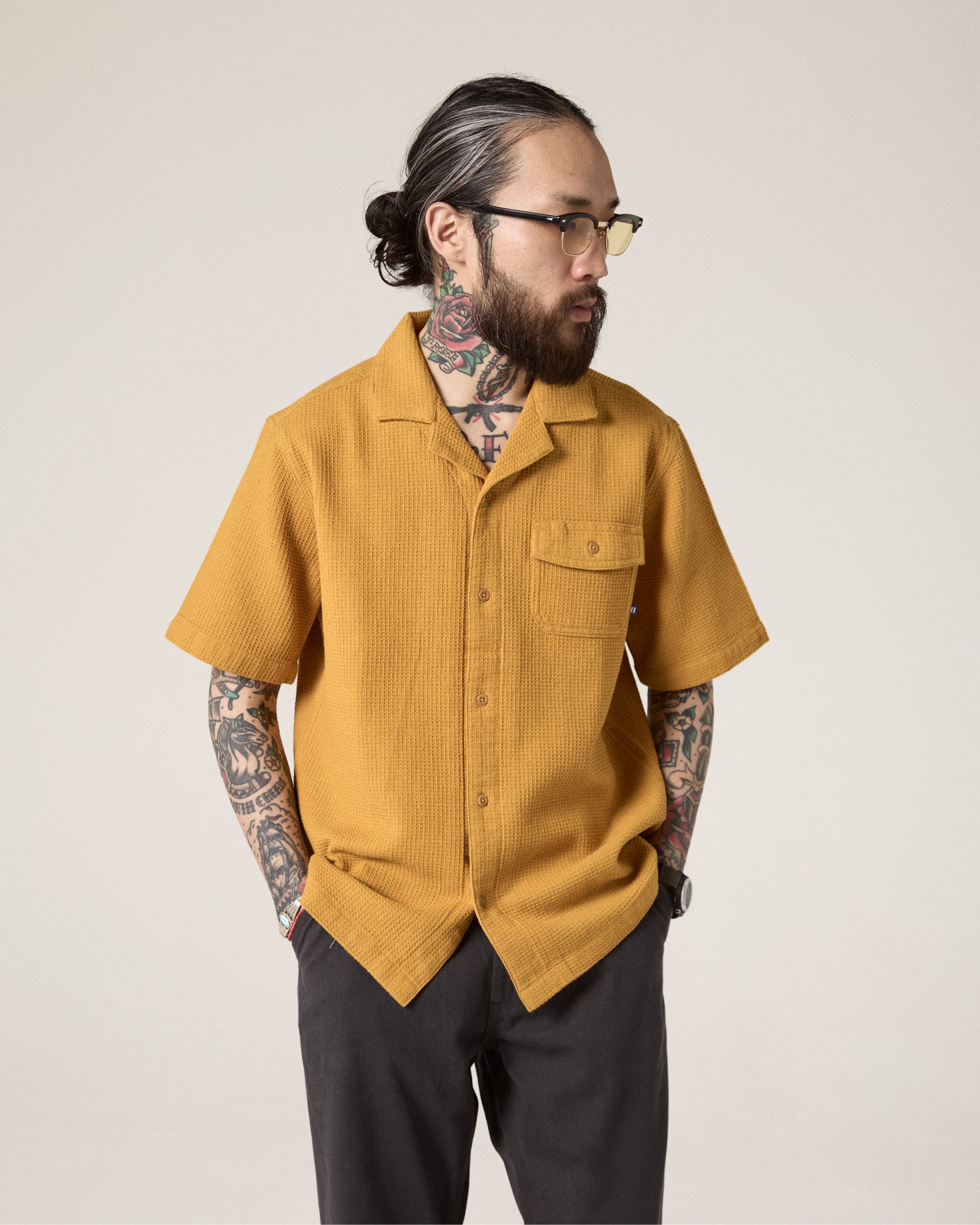 #6008 capri camp collar shirt - yellow