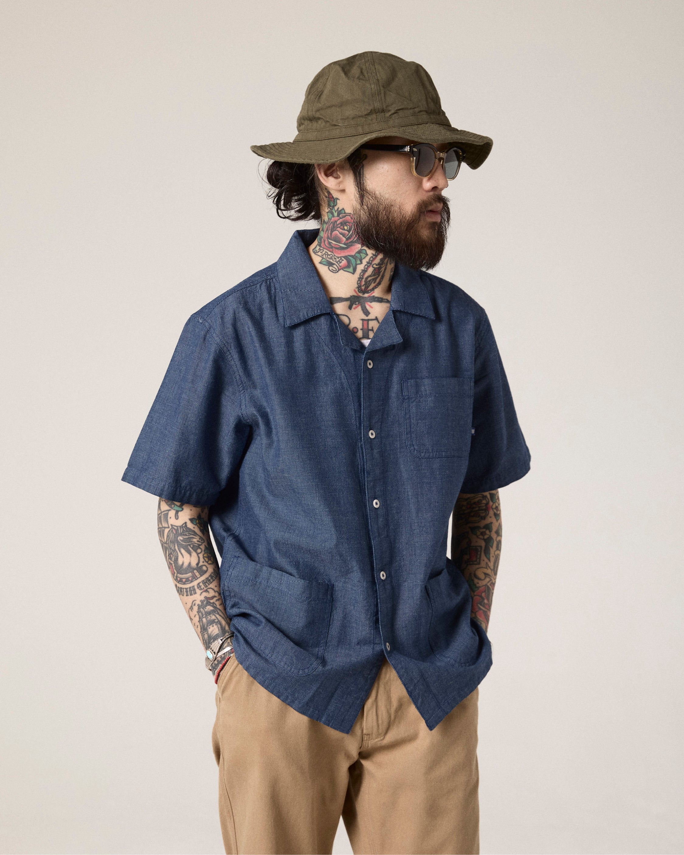 #6004 cuban shirt - oxford chambray